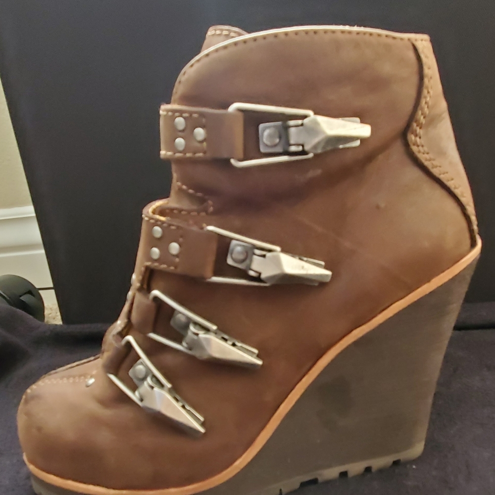 ASH leather wedge boots